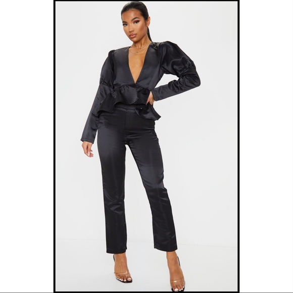 black puff sleeve peplum waist jacket - Picture 4 of 4